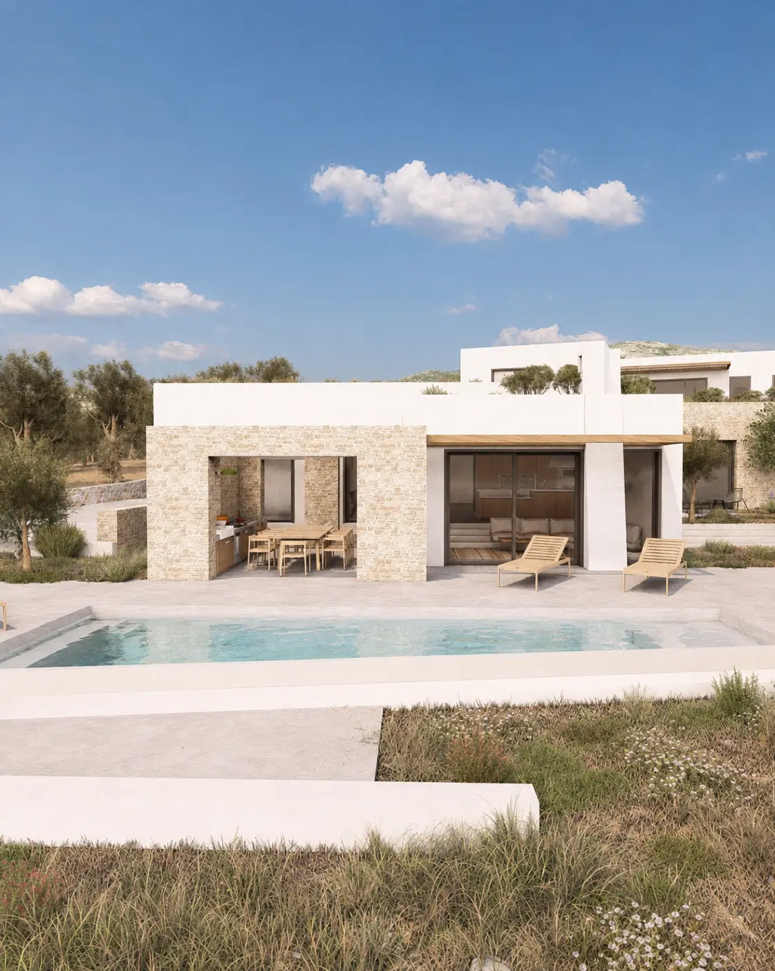 Mourí residence and pool architectural render