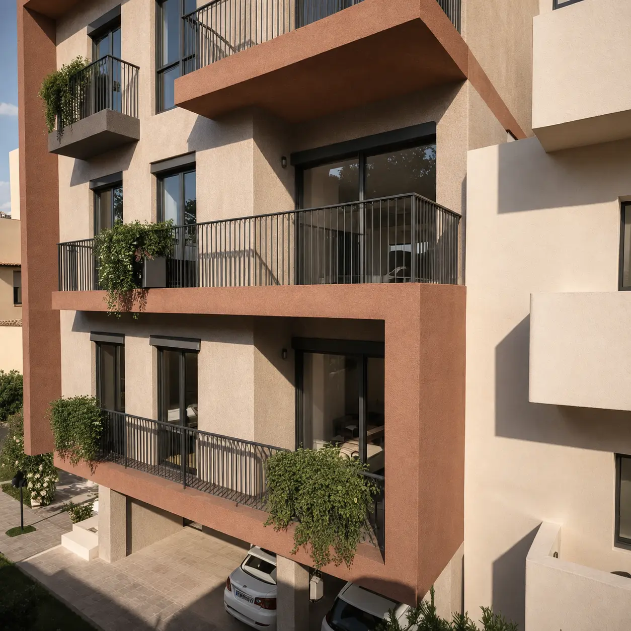 Téssera balconies and facade detail